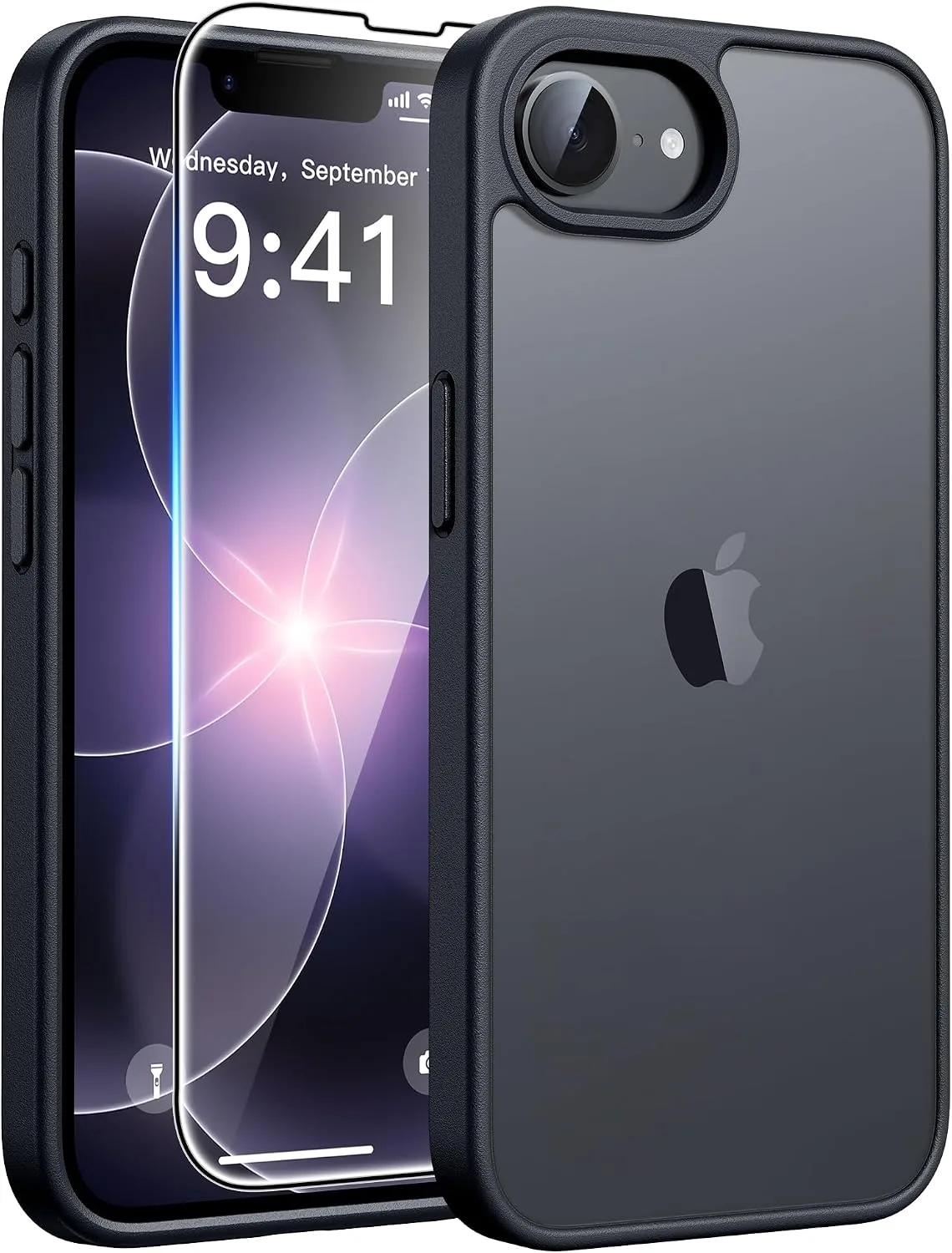 FNTCASE for iPhone 17e/16e Case, Screen Protector, Translucent Matte Back