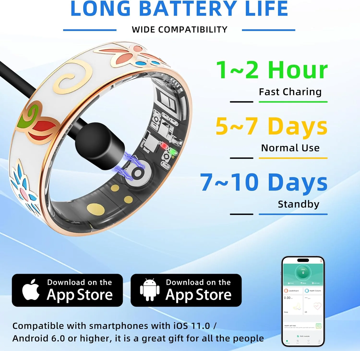 Smart Ring | No Subscription Health Tracker Enamel Color Size8