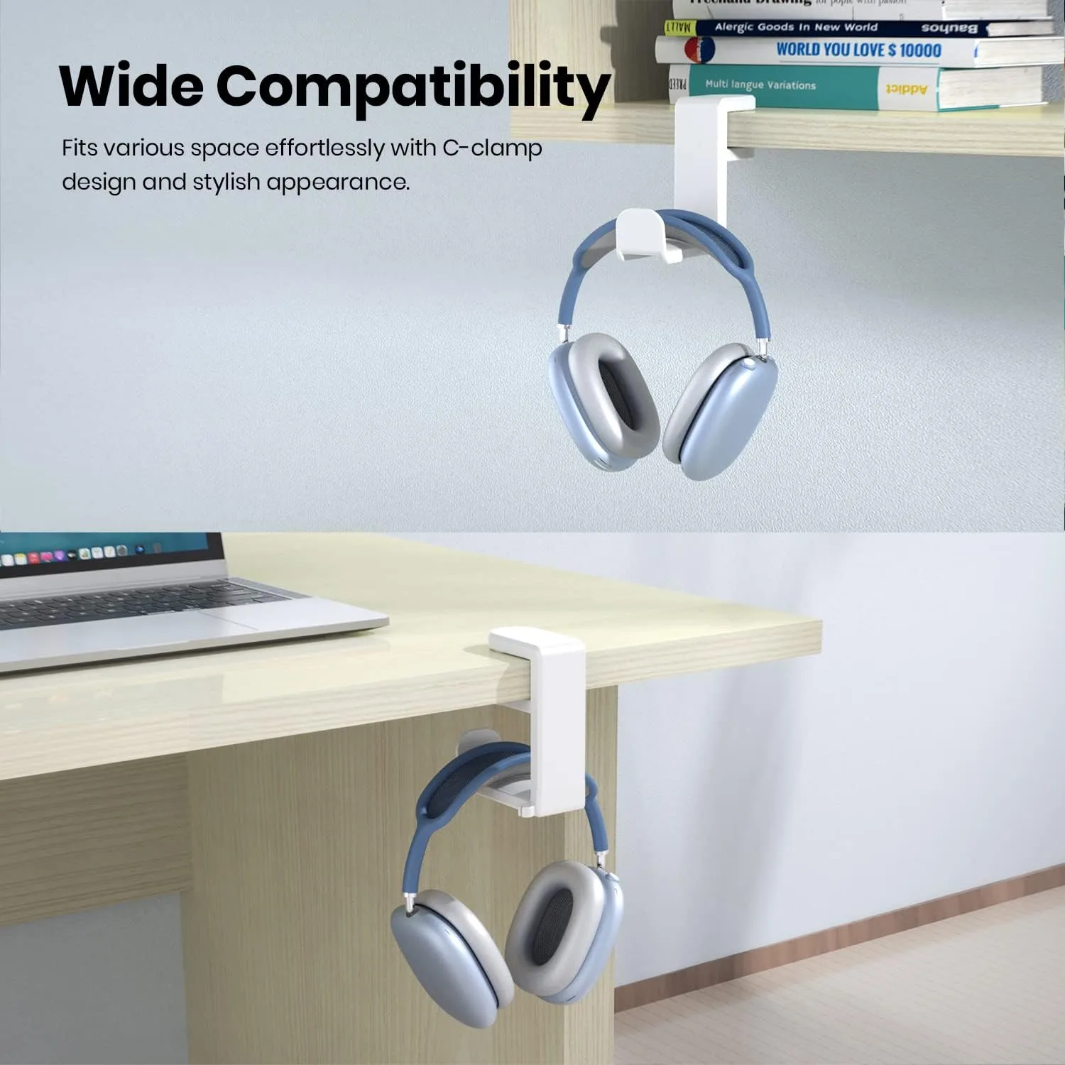 EURPMASK Rotating Headphone Stand,Adjustable Clamp-on Headset Holder Hanger