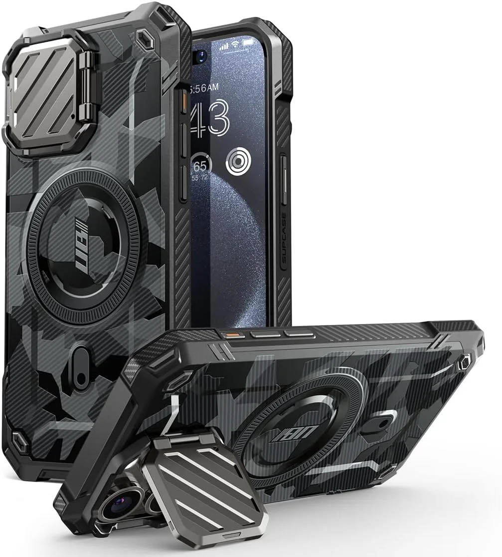 Carcasa Supcase para iPhone 15 Pro Max 6.7 pulgadas con cubierta para cámara y soporte