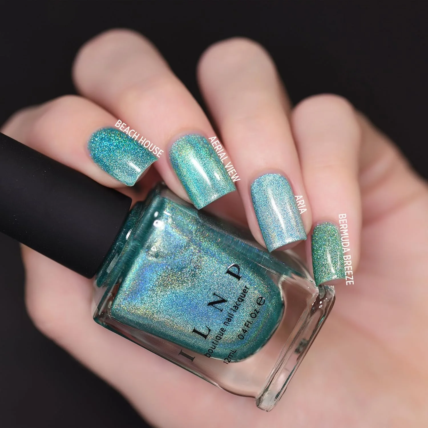 ILNP Aerial View - Aquamarine Ultra Holographic Nail Polish, Chip Resistant Manicure, Long Wear Nail Lacquer, Smooth & Glossy Finish, Non-Toxic, Vegan, Cruelty Free, 12ml