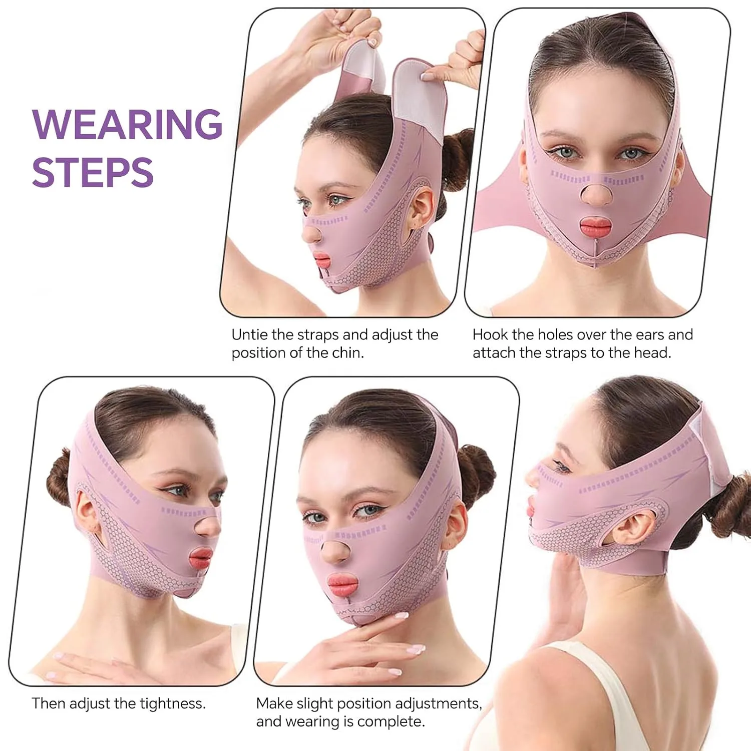 V Line Chin Lifting Mask, Double Chin Reducer Chin Strap for Sleeping, Face Lift Mask for Face Sagging, Jawline Shaper Face Lifting Wrap