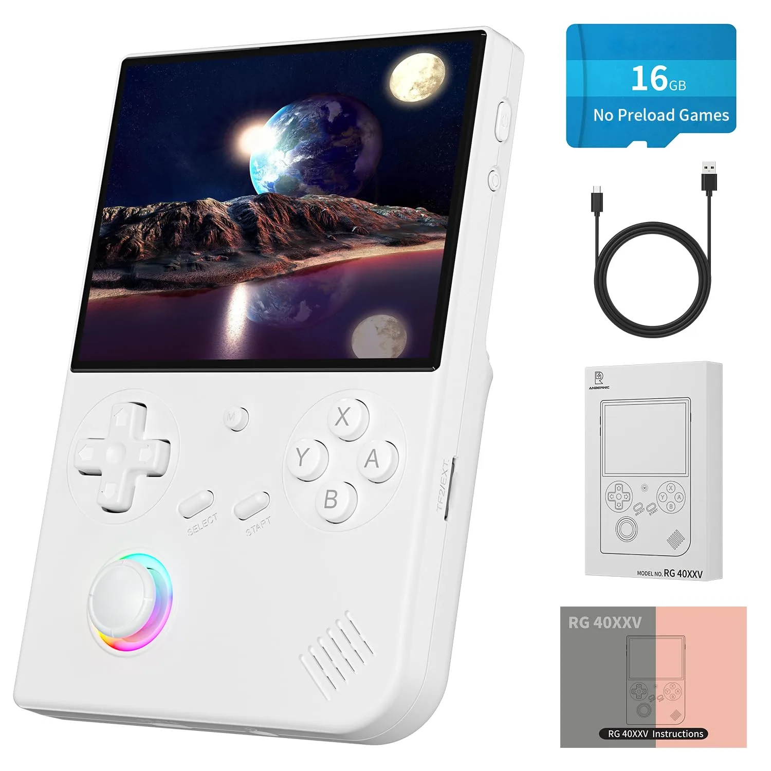 RG40XX V Handheld Game Console, RG40XXV Retro Gaming Console with 4.0'' IPS Screen Linux 16GB No Preloaded Games Multi-Emulator Portable Video Game Support 5G WiFi Bluetooth HDMI Streaming, White