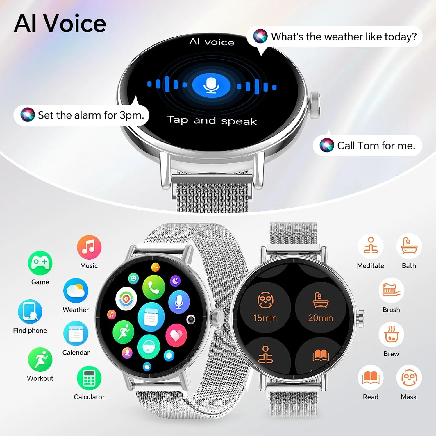 Yoever Smart Watch for Men Women,1.57" Touchscreen,Round Fitness Trackers