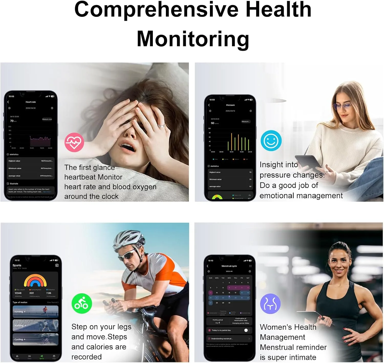 Smart Ring Fitness Tracker Ring for Women & Men, Sleep/Step/Blood Oxygen/Heart Rate Monitor, Long-Lasting Battery Sleep Ring, No Subscription Fee (Matte Pink, #8)
