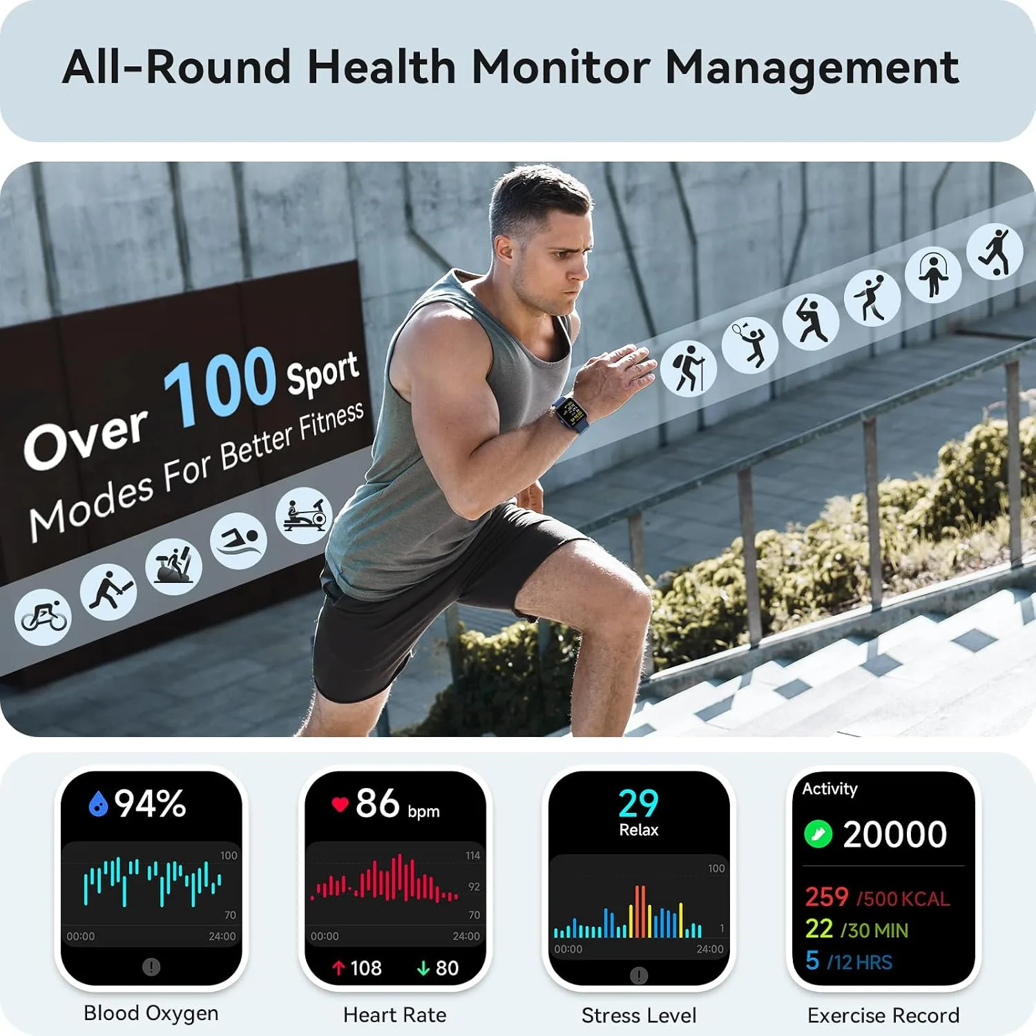 Yoever Smart Watch for Women Men iPhone & Android, 1.85" Fitness & Sleep Tracker with Calls/Text, Smartwatch IP68 Waterproof, 110+ Sport Modes, Heart Rate/SpO2 Monitor