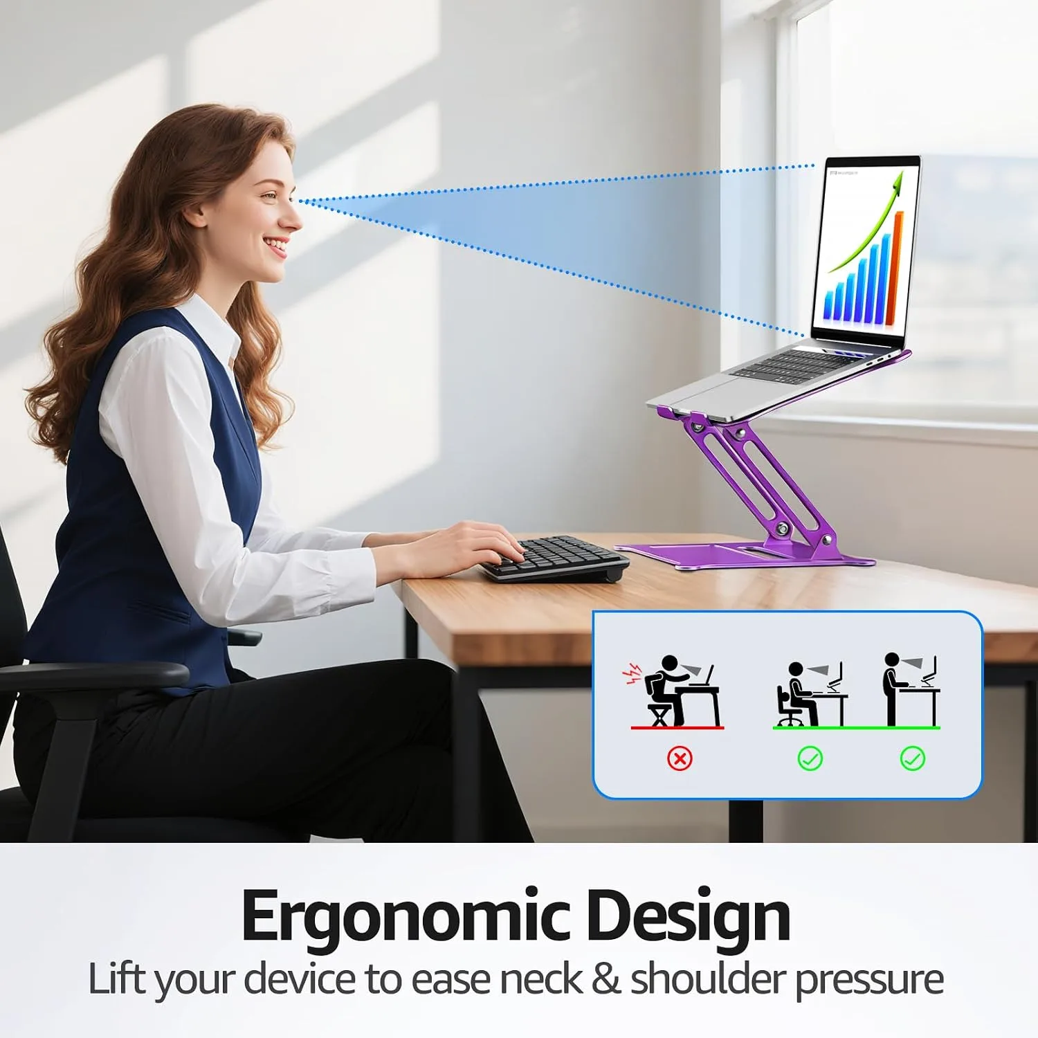 Urmust Adjustable Laptop Stand for Desk, 10-15.6“ Laptop Riser, Purple