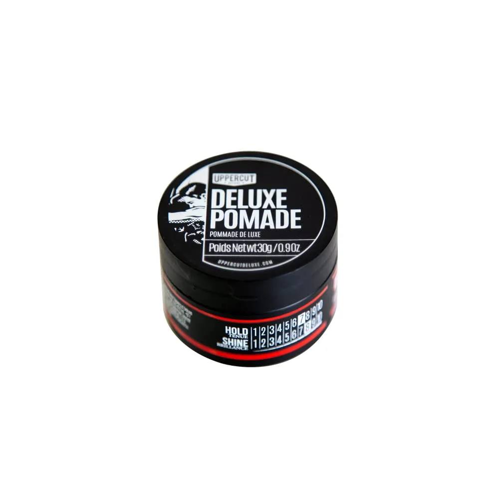 UPPERCUT DELUXE Deluxe Pomade, Midi 0.9 oz / 30g - Strong Hold, High Shine Hair Pomade – Water-Based, Easy Washout – Classic Barber Styling for Slick Backs, Side Parts & Pompadours