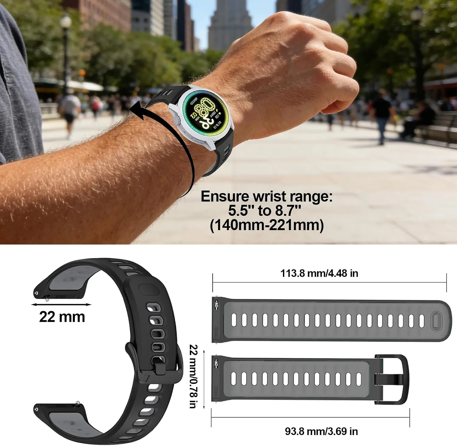 Silicone Bands Compatible with COROS PACE 3/4/Pro, COROS APEX PRO/2 Pro/APEX 46 MM/APEX 4 42 MM, Replacement Breathable Smartwatch Straps for Women and Men