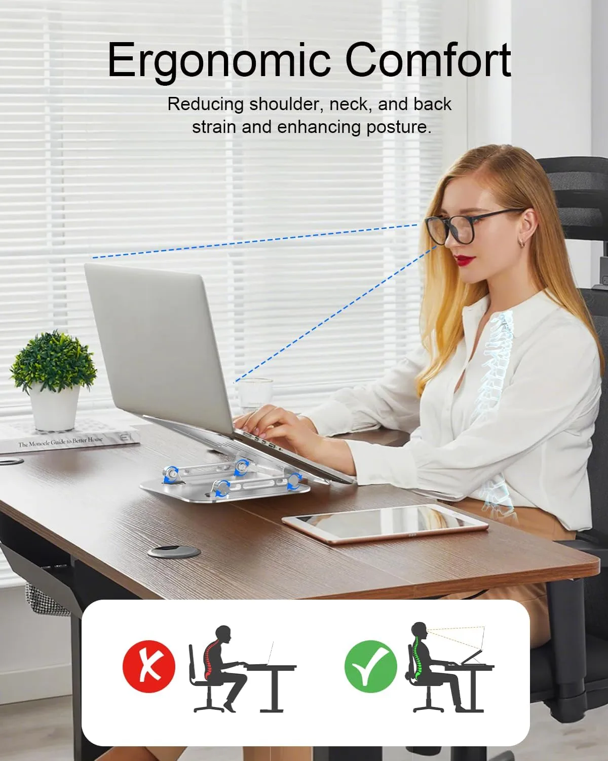 Laptop Stand for Desk, Metal Computer Stand Laptop Riser Holder