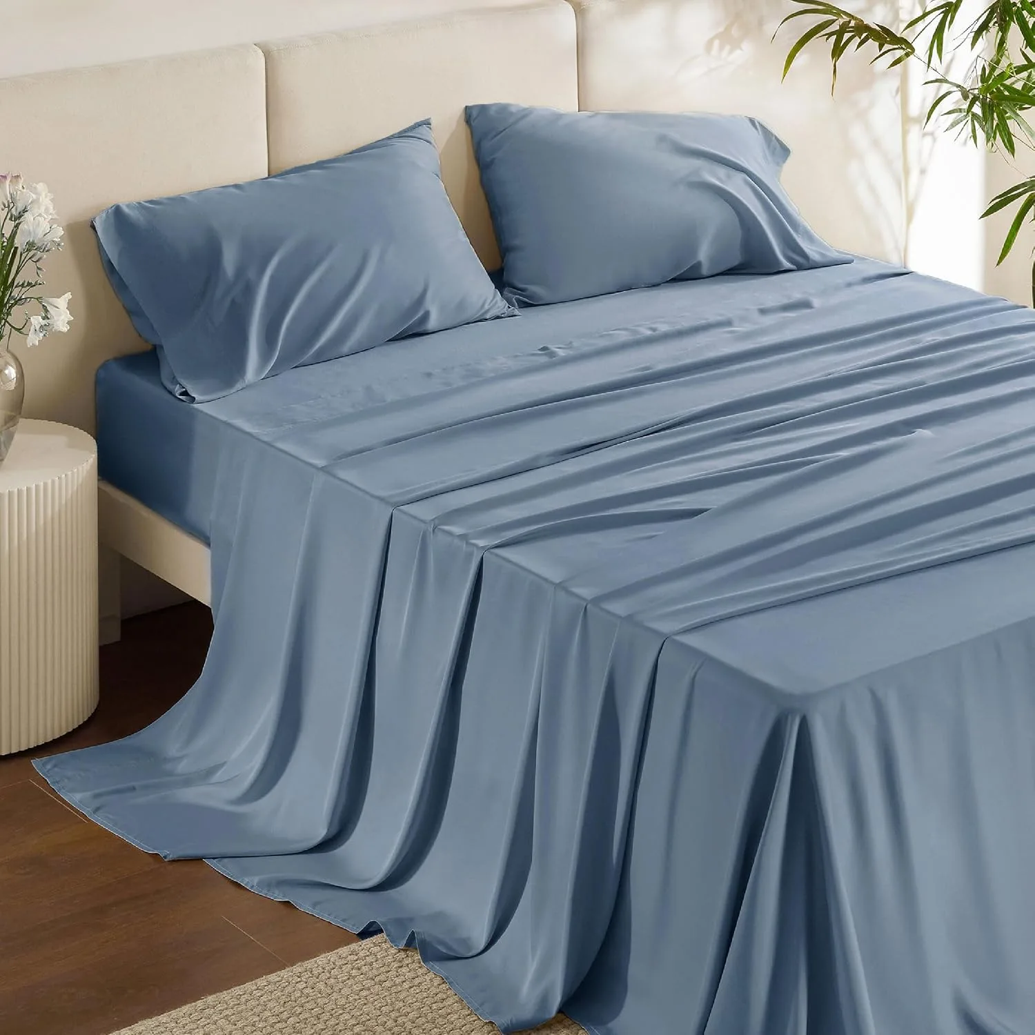 Bedsure PureWoven 100% Rayon Derived from Bamboo, Full Size Sheets, 4 PCS