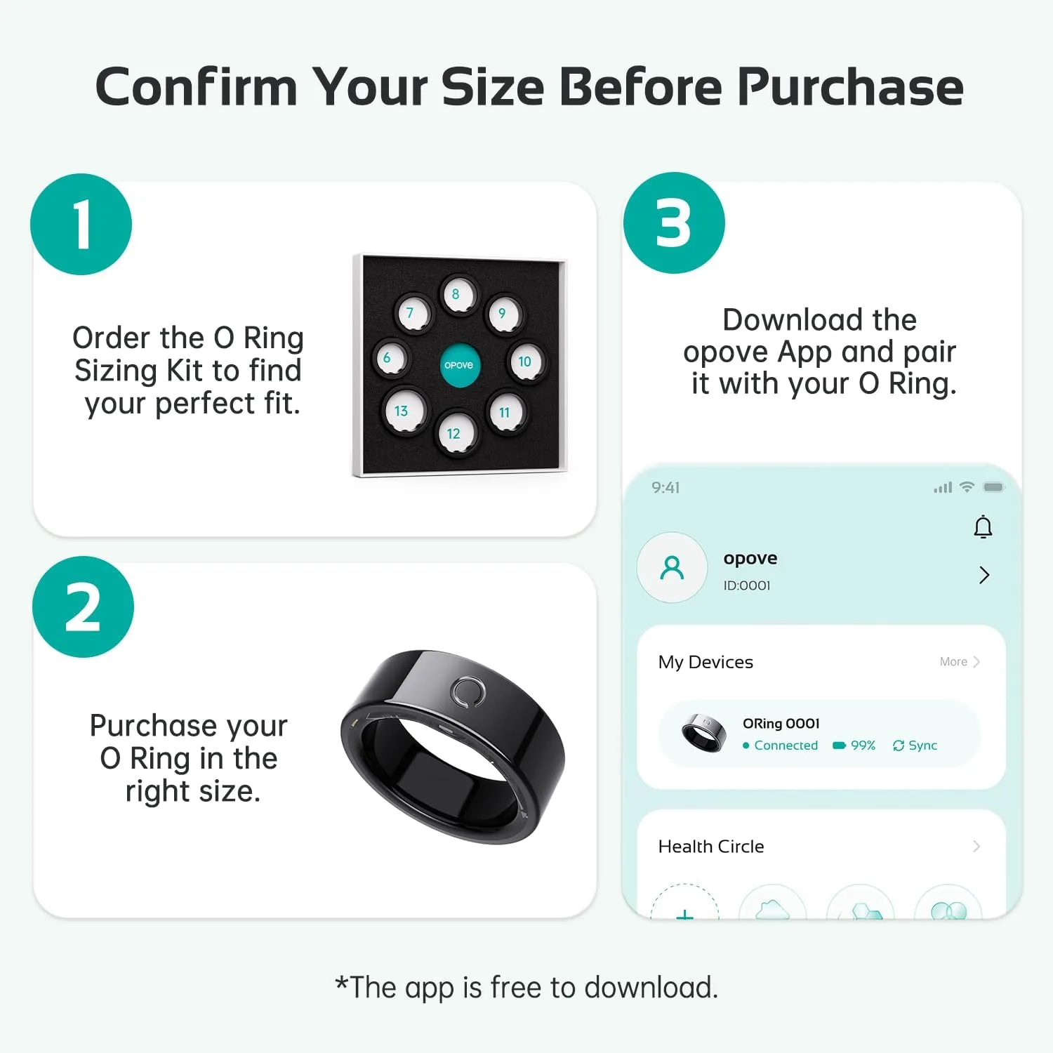opove O Ring Smart Ring for Women Men, Sleep Fitness Tracker, Black-10
