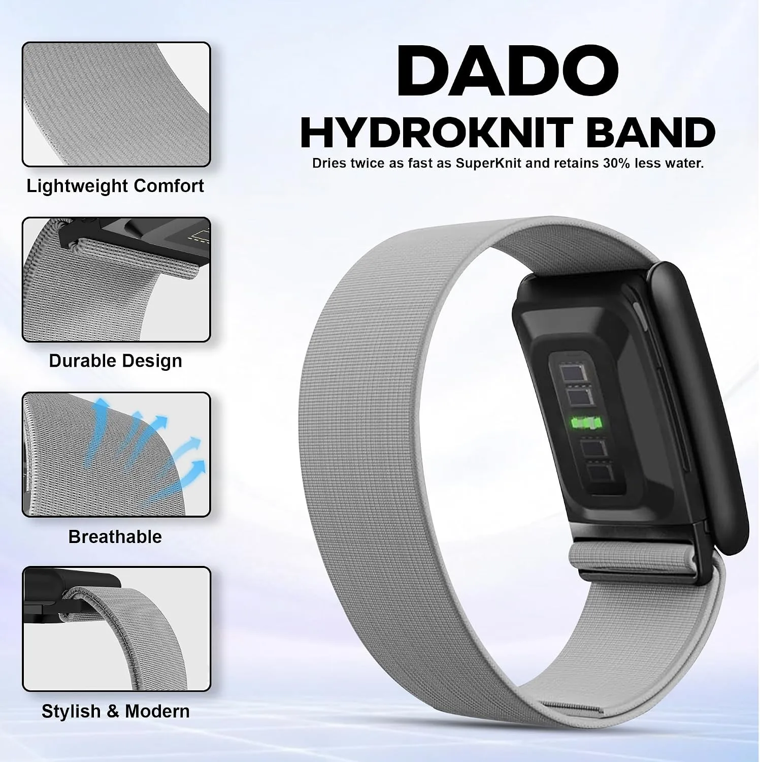 DADO HydroKnit Waterproof Nylon Sport Band Compatible with WHOOP 5.0, One, Peak, and Life | Elastic, Fast-Drying, Water-Resistant, and Comfortable Strap for Active Lifestyles