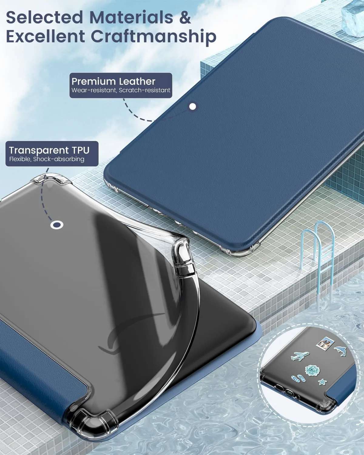 MoKo Case for 6" Kindle Basic 11th Generation (2024/2022), Dark Sea Blue