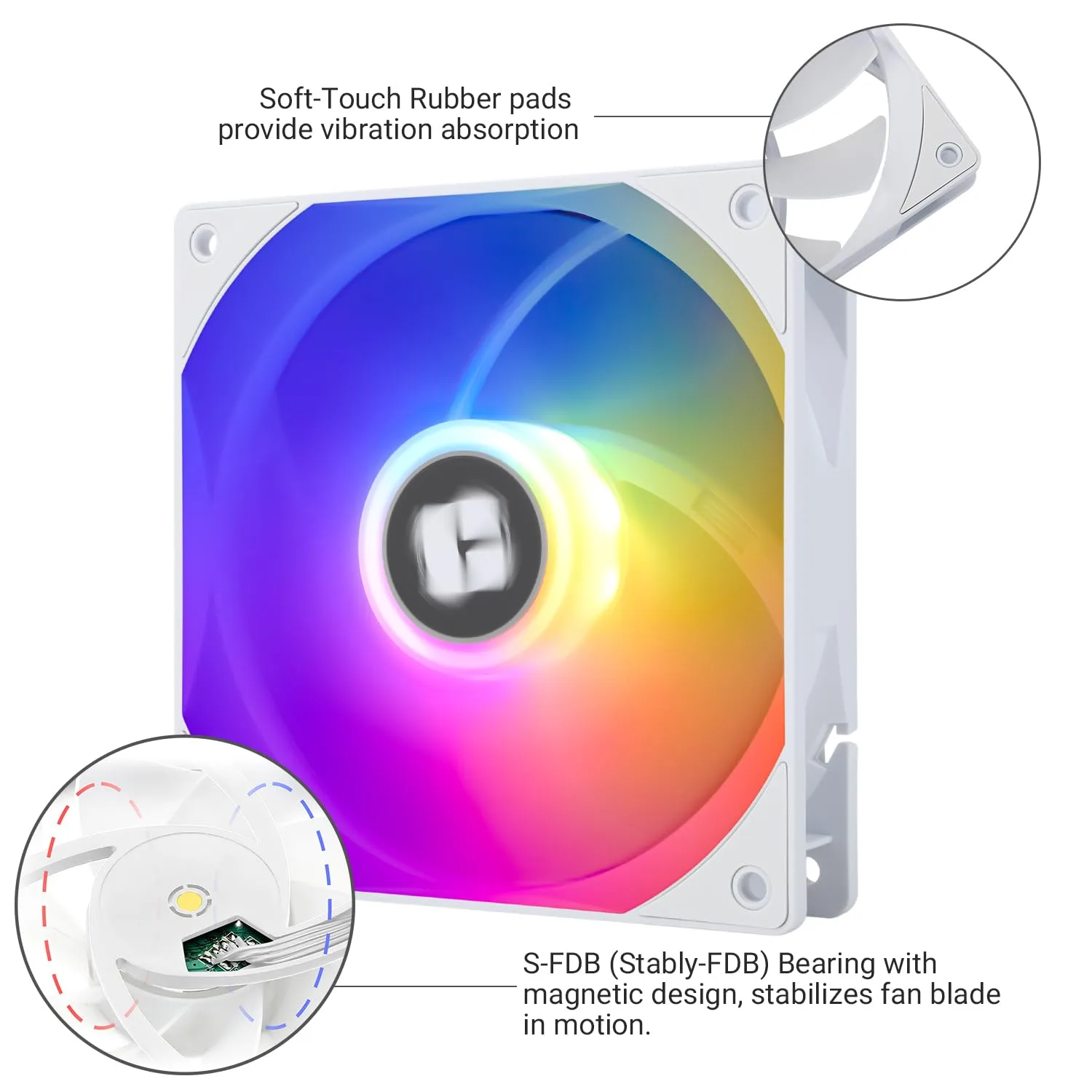 Thermalright TL-C12RW-S V2 CPU Fan 120mm ARGB Case Cooler Fan, 4pin PWM Connector Silent Computer Fan with S-FDB Bearing Included,up to 1500RPM Cooling Fan(White ARGB)