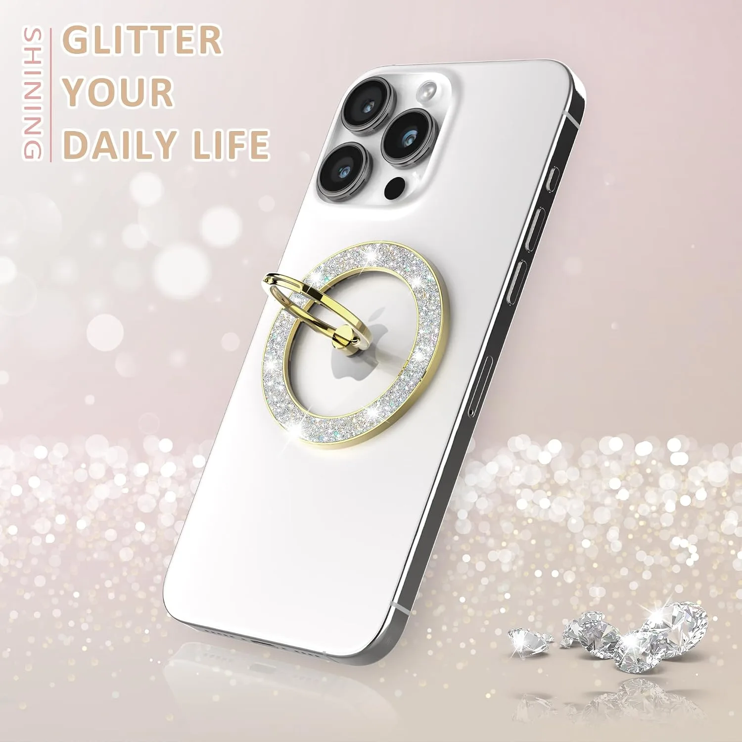 Pikabo Magnetic Phone Ring Holder for MagSafe, Glitter Phone Grip Stand