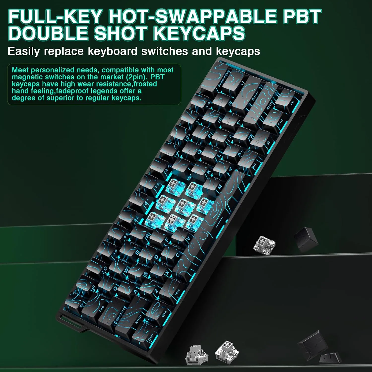 Aula WIN60 HE - 60% Mechanical Gaming Keyboard Wired, Hall Effect Magnetic Switch Hot Swappable, Adjustable Actuation RT Mode, 8000 Hz Polling Rate, RGB Keyboard 60 Percent Compact Design for PC