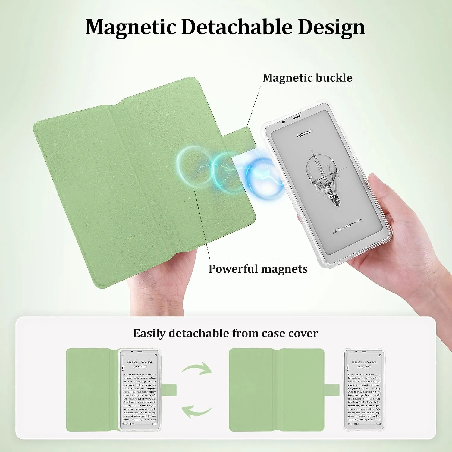 2in1 Case for Onyx BOOX Palma 2 Magnetic Detachable Folio Cover
