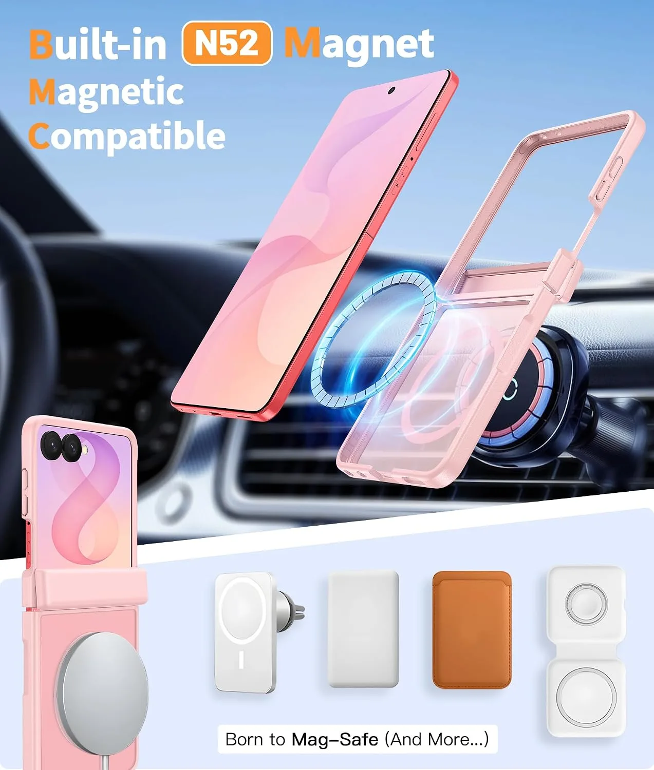 FNTCASE for Samsung Galaxy Z Flip 8 Case, Fit for Magsafe, Hinge Protection