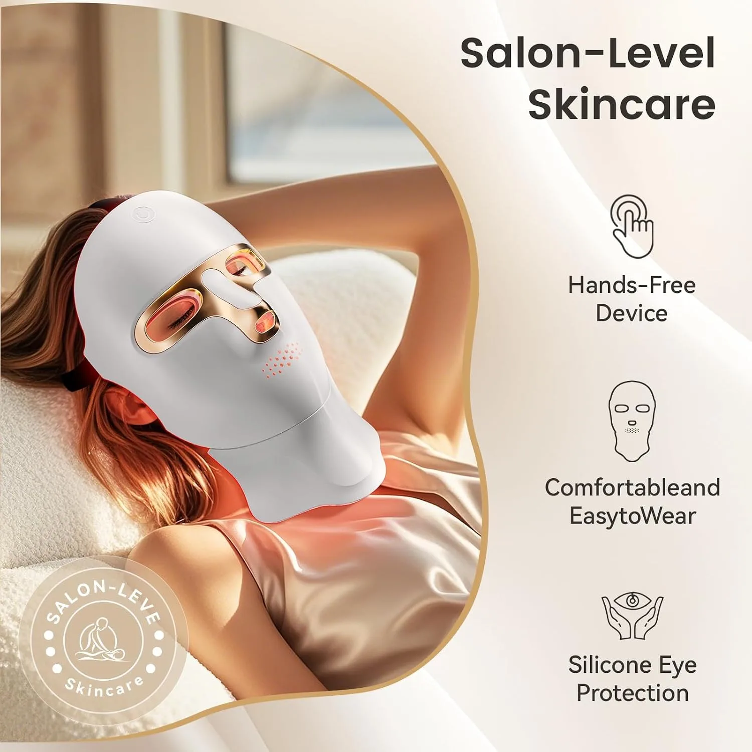 Red Light Therapy for Face LED Infrared Facial Mask (Gold)