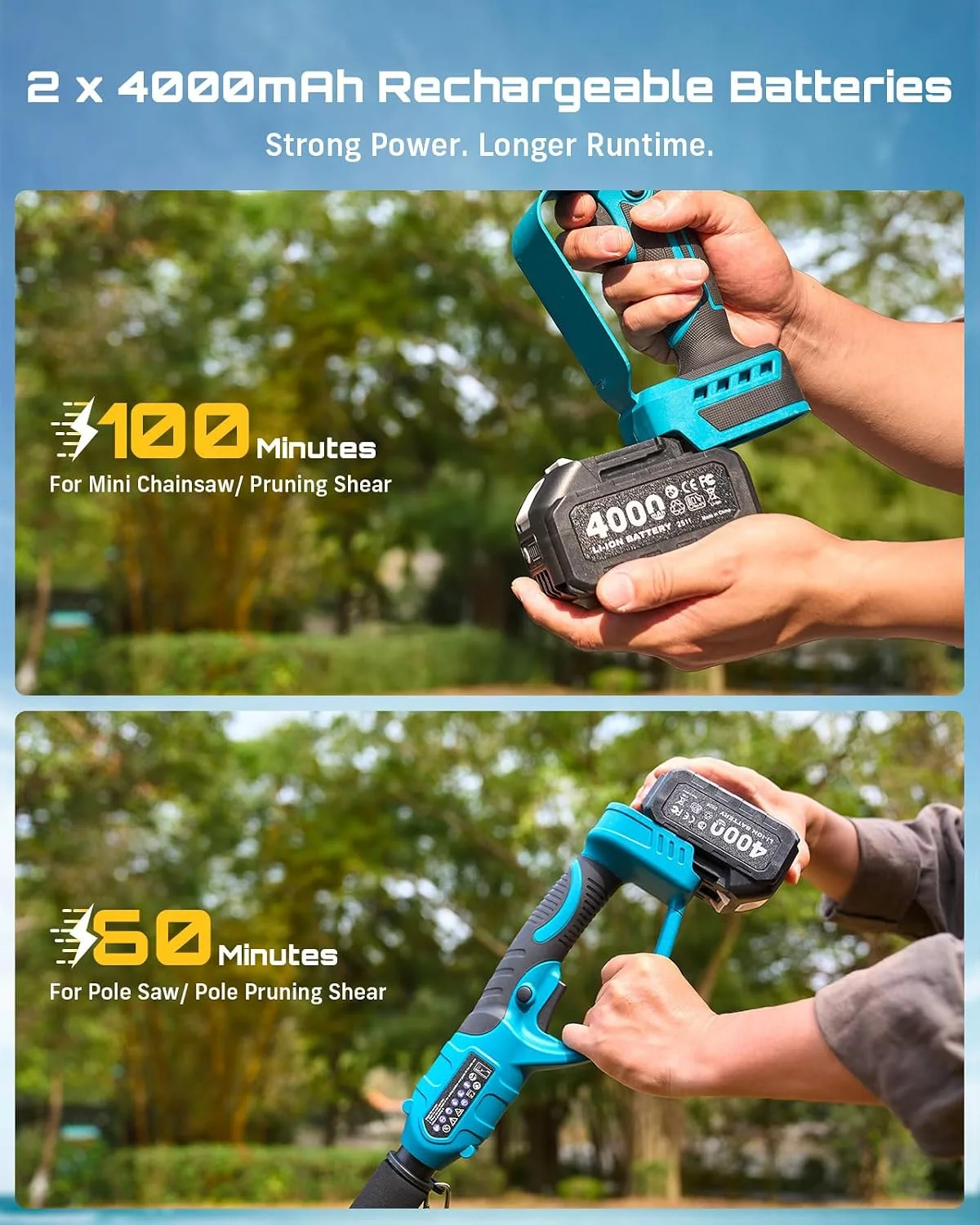 SEESII 4-in-1 Pole Saw & Pruning Shears Combo Kit with Brushless Motor