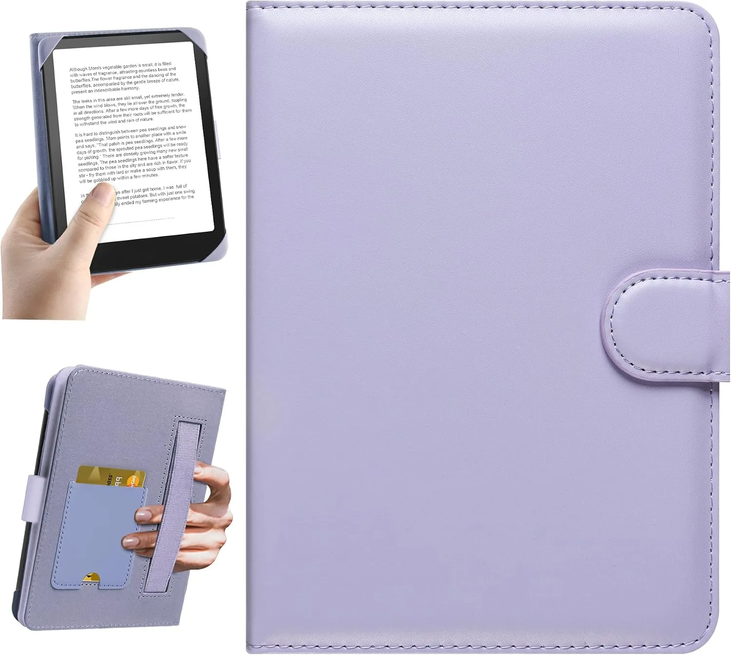 HoYiXi Universal Case for 6-inch Kindle eReader Compatible with Kobo/Voyaga/Pocketbook/Tolino E-Book Reader,6'' eReader Protective Cover with Built-in Card Slot,Purple