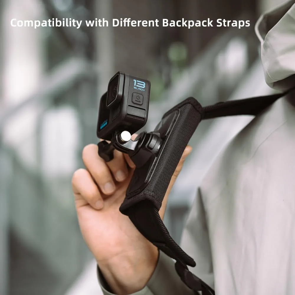Quick Release Backpack Mount,360° Backpack Shoulder Strap Bag Clip Holder Compatible with DJI Osmo Action 6/5Pro/4/3,GoPro Hero 13/12/11/10/9/8/7/(2018)/6/5 Black and More