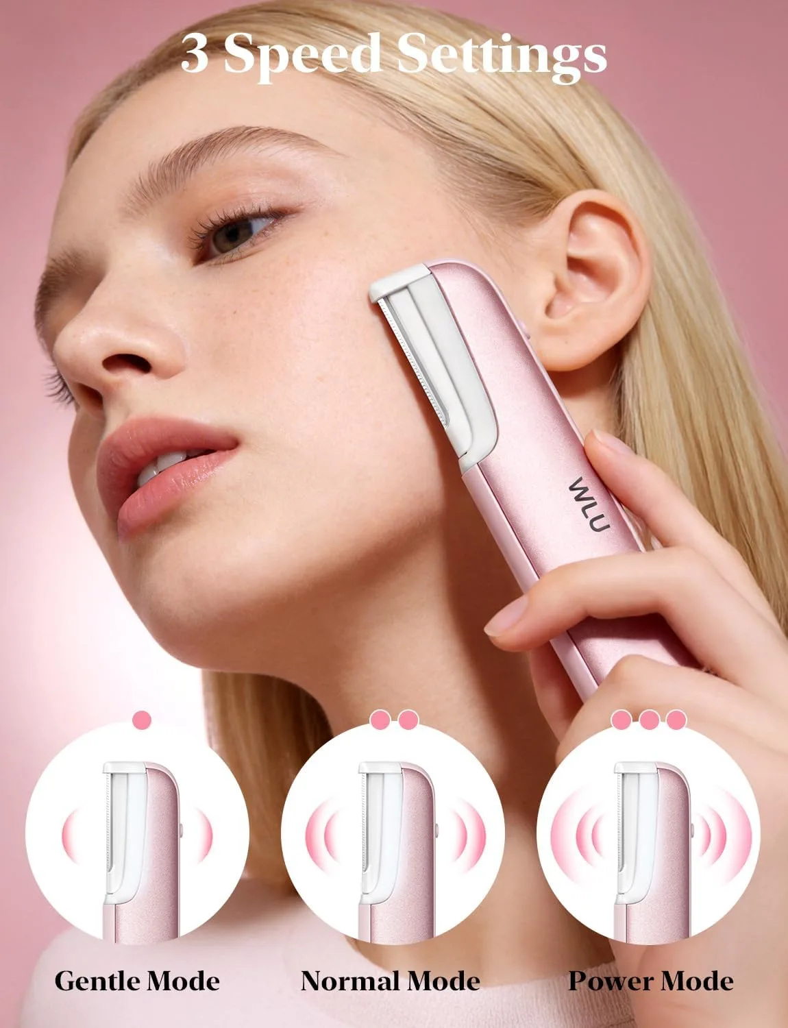 WLU Dermaplane Razor for Women Face, Dermaplaning Tool for Face Pure Pink