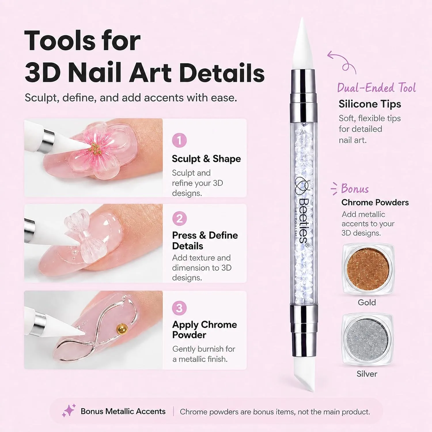 Beetles 3D Gel Nail Art, 30g Clear Solid Builder Nail Gel & Sculpting Pen