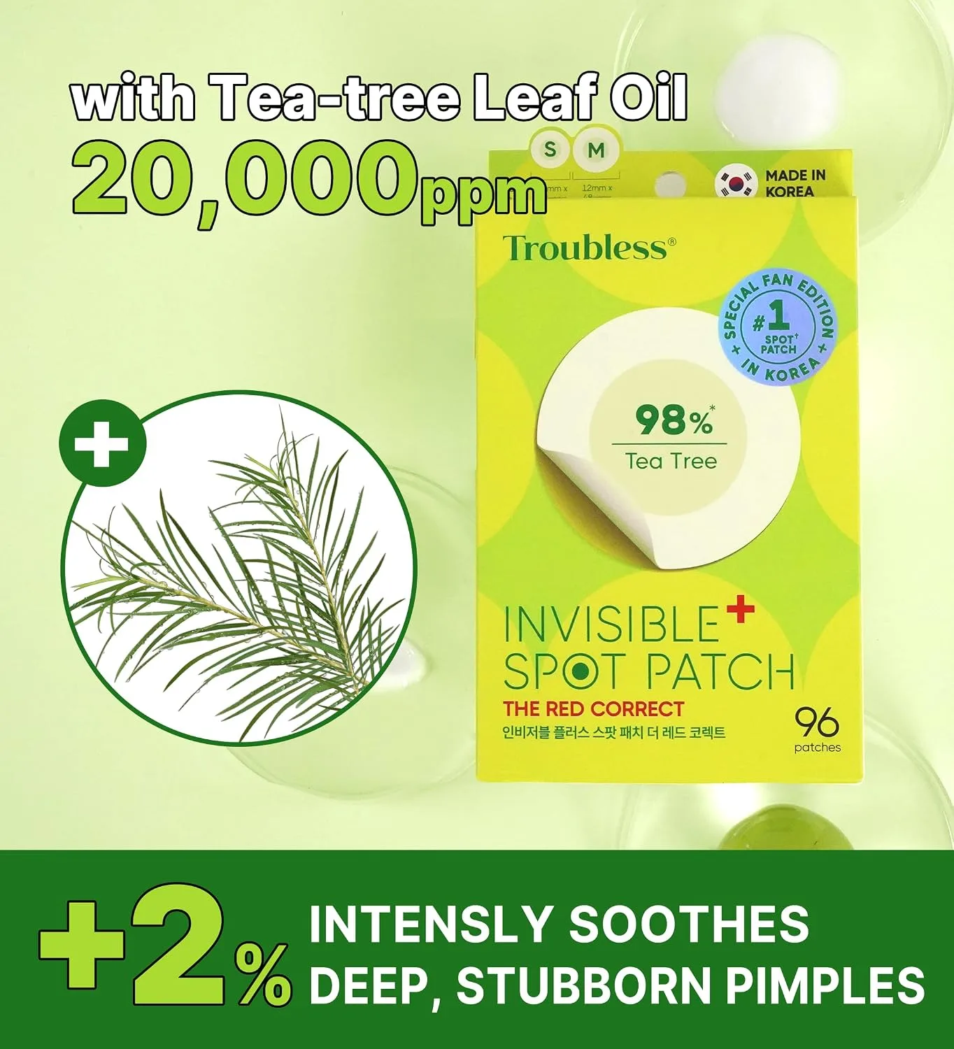 Troubless Invisible Plus Spot Patch with Thin Hydrocolloid Patches 96EA