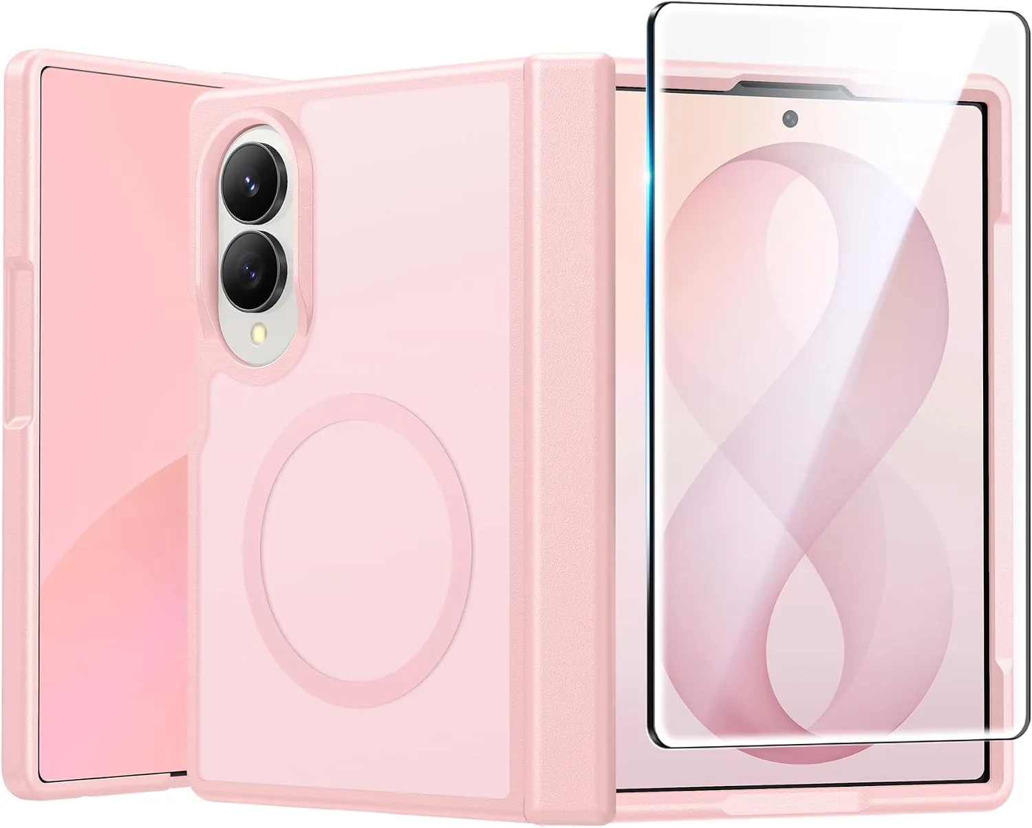 FNTCASE for Samsung Galaxy Z Fold 8 Case Fit for MagSafe Light Pink