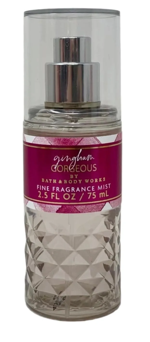 Bath & Body Works Gingham Gorgeous Fine Fragrance Mist, Body Spray & Perfume for Women, Long-Lasting Personal Fragrance – Pink Strawberries, Peony Blooms, and Peach Nectar Scent, 8 fl oz - 1 Pack