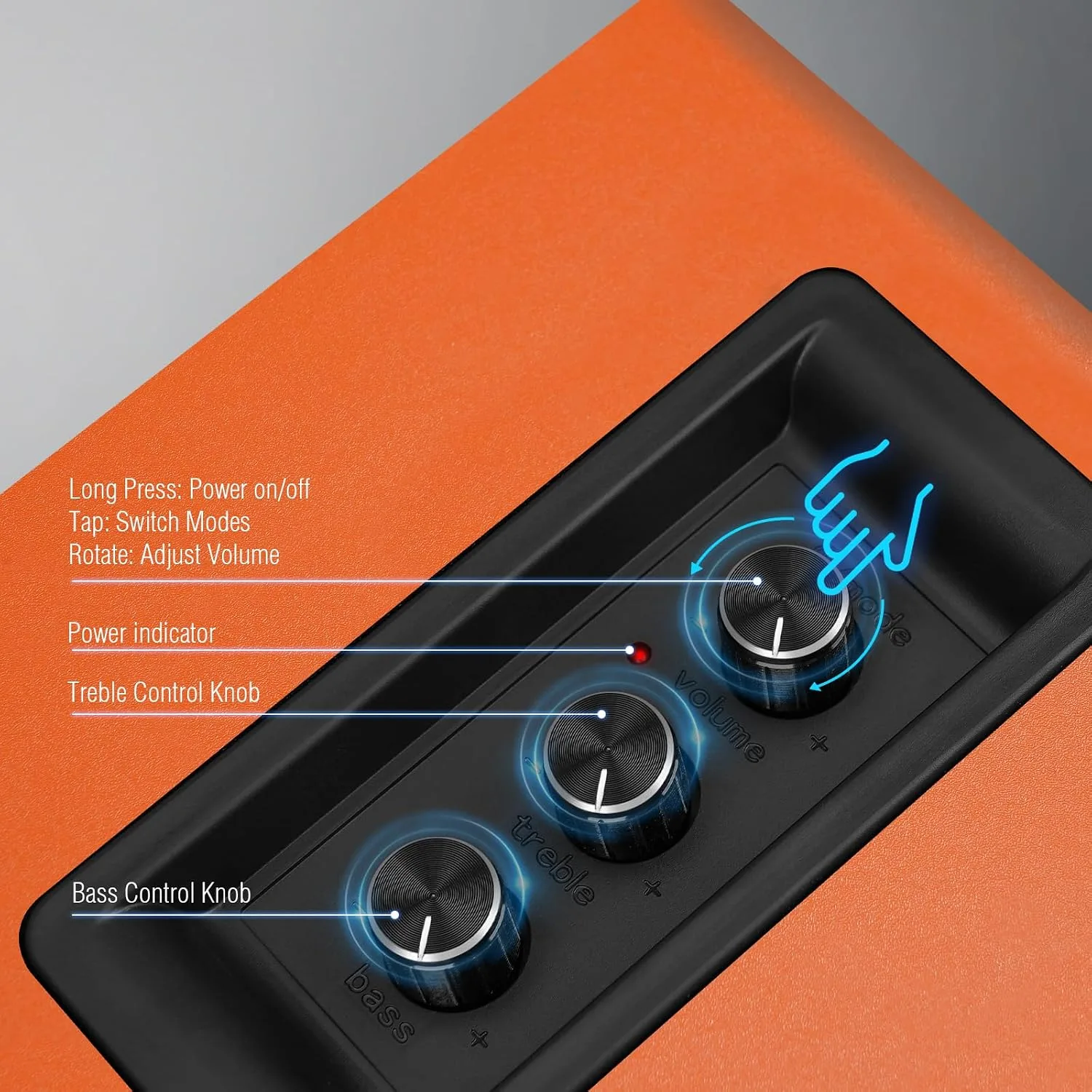 Computer Speakers, Bluetooth 5.3, USB-C, AUX/RCA, 3.5-Inch Woofer, Orange
