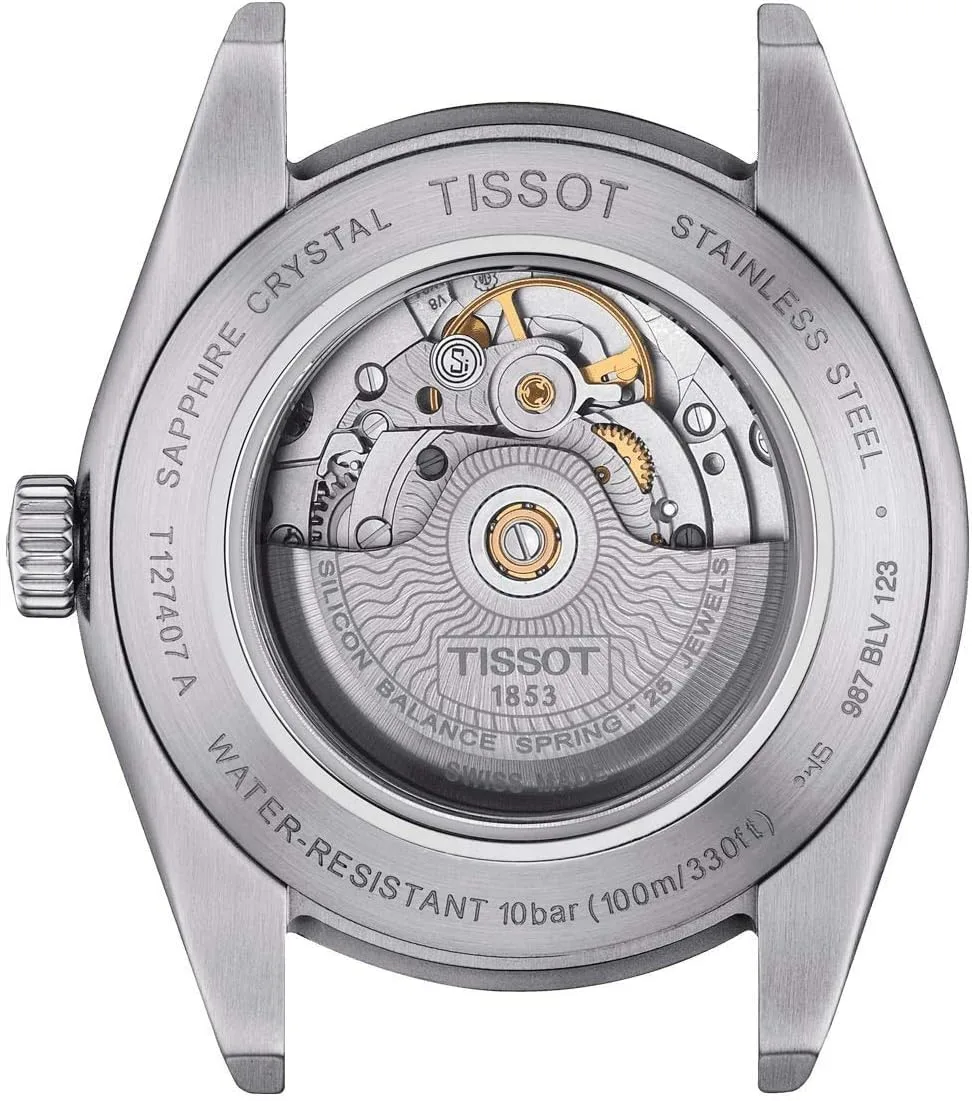 Tissot mens Gentleman Stainless Steel Dress Watch Grey T1274071104100