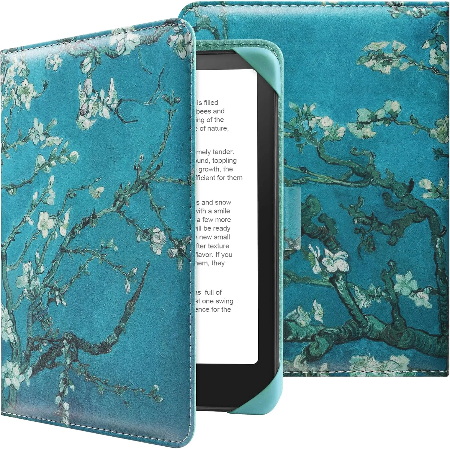HoYiXi Universal Case for 6-inch Kindle eReader Compatible with Kobo/Voyaga/Pocketbook/Tolino E-Book Reader,6'' eReader Protective Cover with Built-in Card Slot,Flower