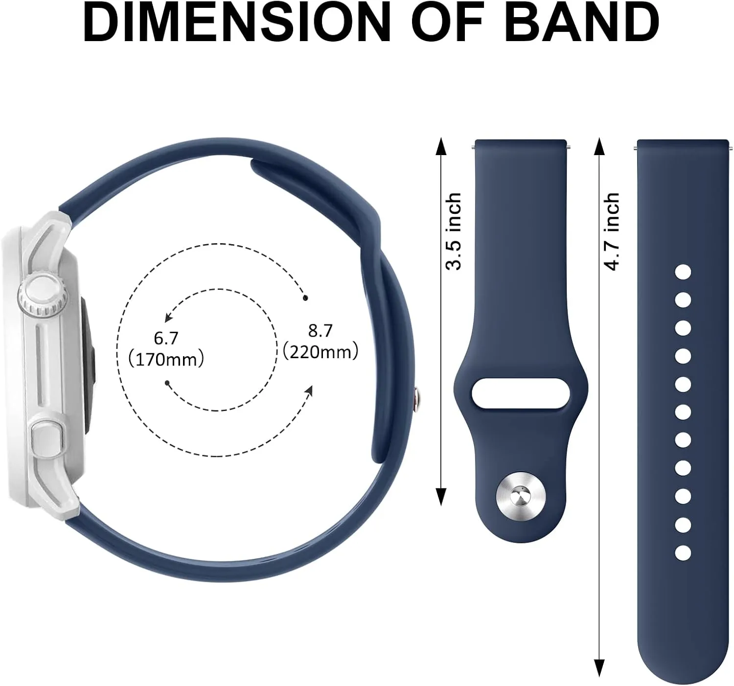 Amzpas Silicone Band for Coros PACE 2/ APEX 42mm/ APEX 2, 20mm Quick-Release Replacement Wristband Sport Strap for Men Women