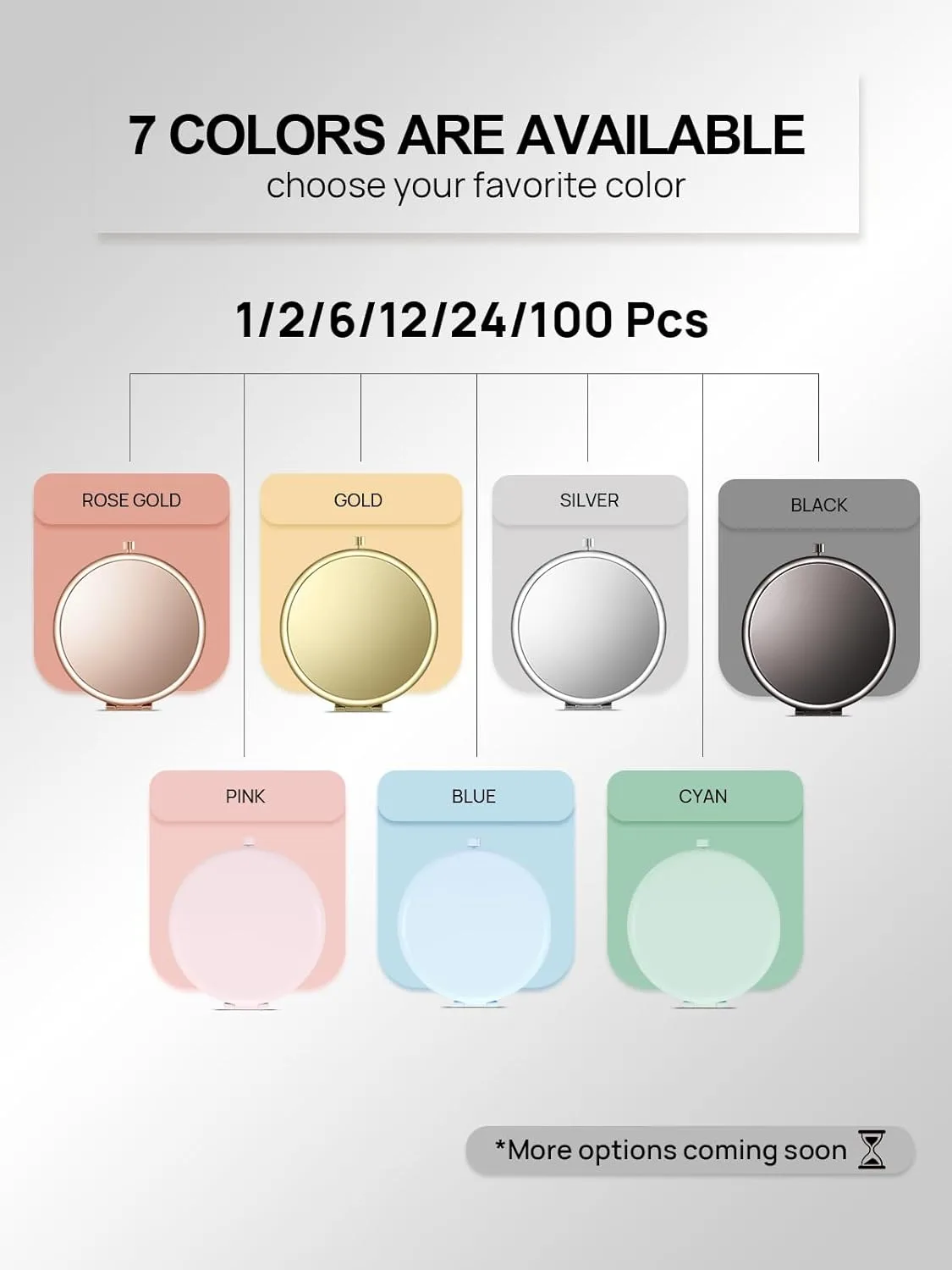Compact Mirror, 1x/2x Magnification Pocket Mirror, Silver