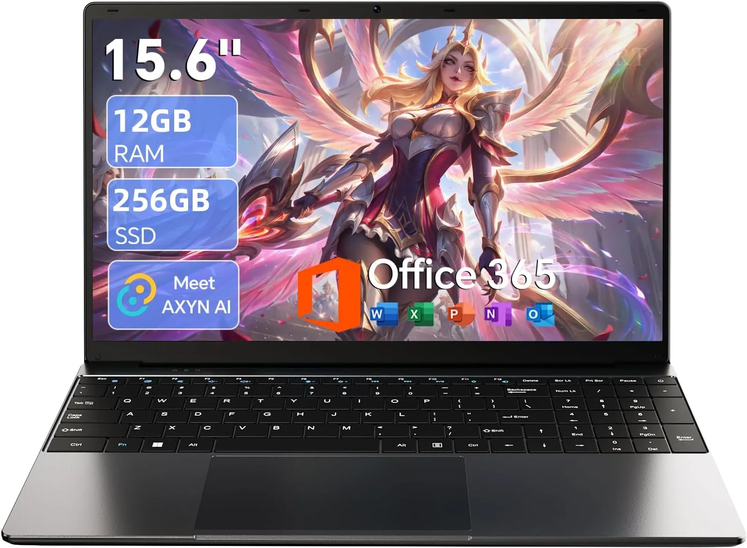 15.6'' AI Laptop with Office 365, 12GB RAM 256GB SSD