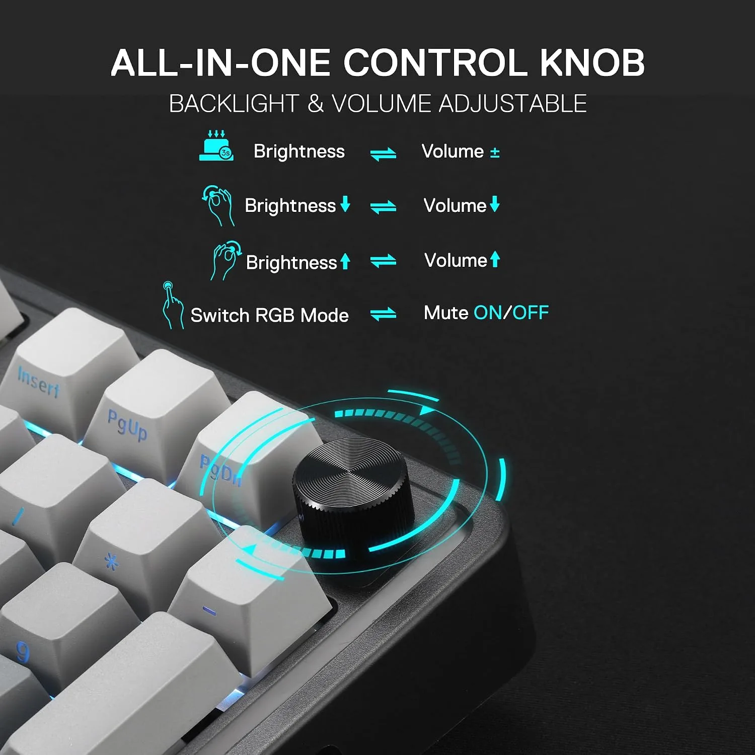 Redragon K686 PRO Wireless RGB Gasket Gaming Mechanical Keyboard, Easy Knob