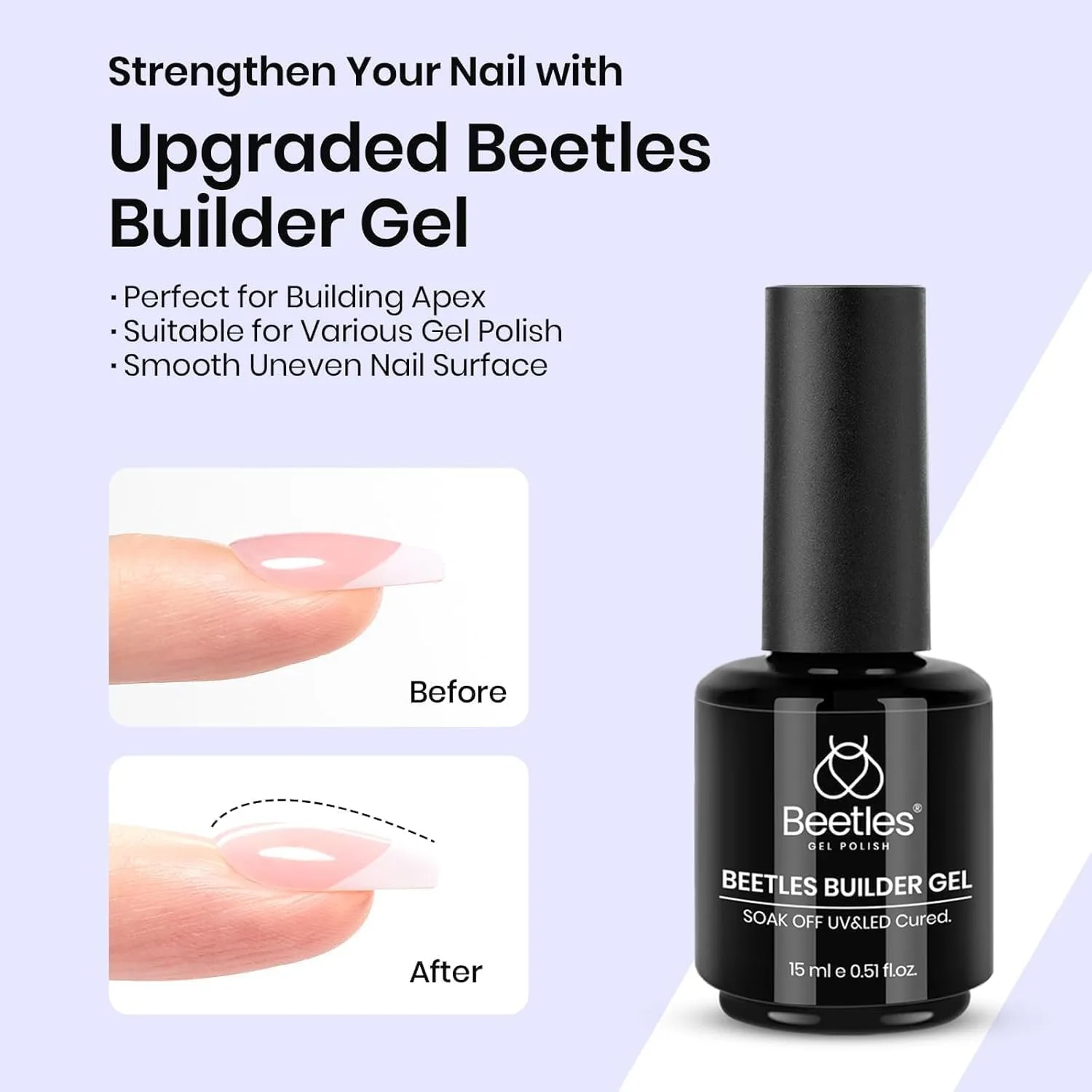 Beetles Nail Glue Builder Gel & Extra Glossy Top Coat Gel Polish 3Pcs 15ml