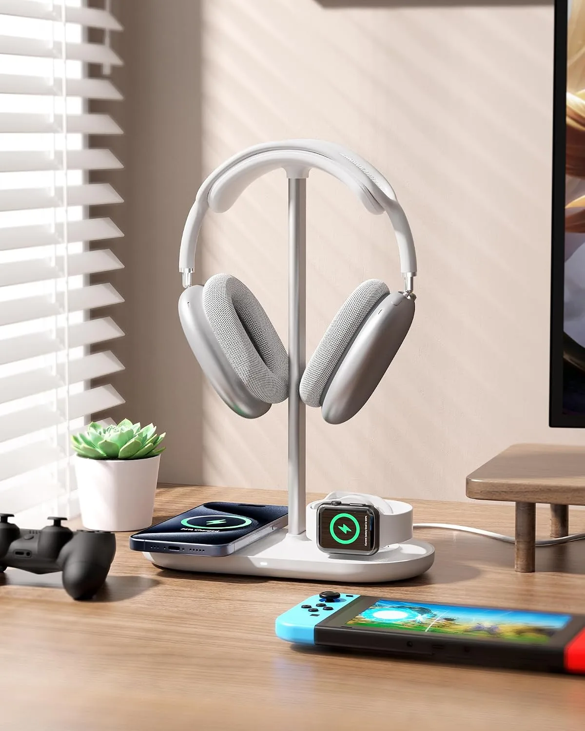 HiWe Headphone Stand, 2-in-1 MagSafe Wireless Charger for iPhone/iWatch
