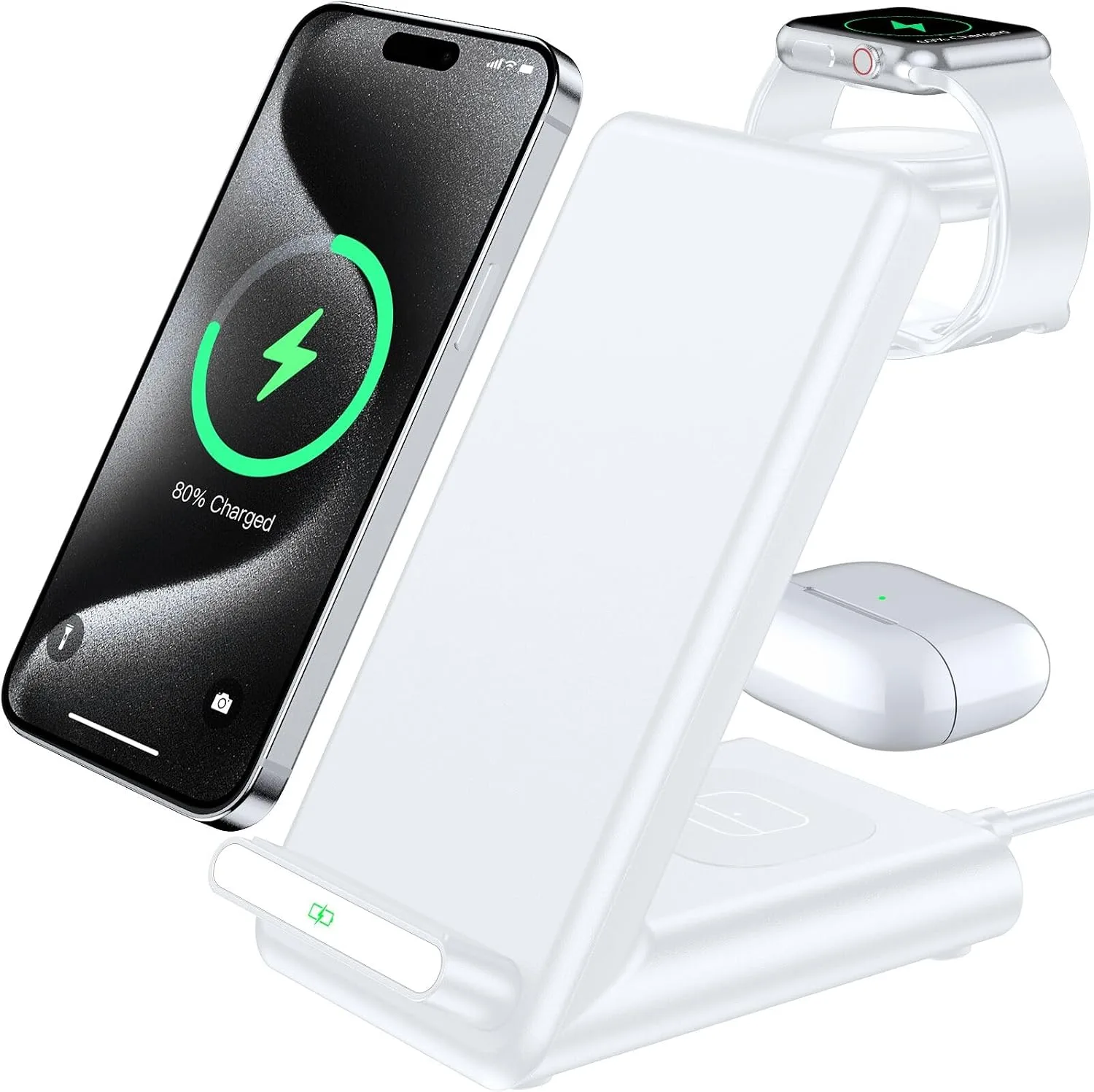 Estación de carga inalámbrica Qkxc 3 en 1 para dispositivos Apple