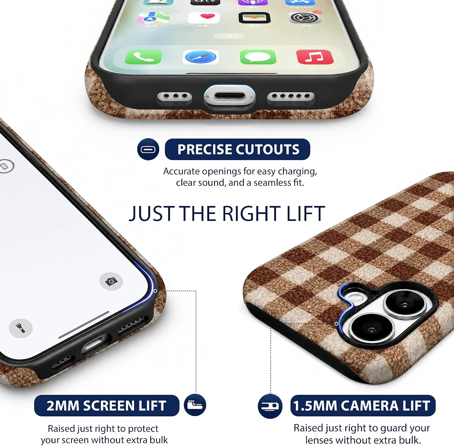 Magnetic for iPhone 17 Winter Chic Fall Brown Gingham Phone Case