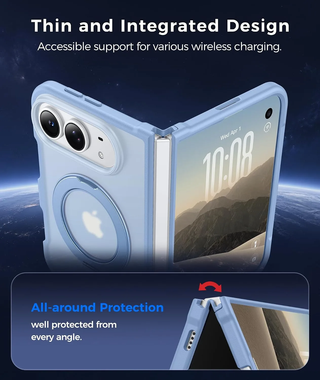FNTCASE for iPhone Duo Case with 360 Spin Magnetic Stand Light Blue