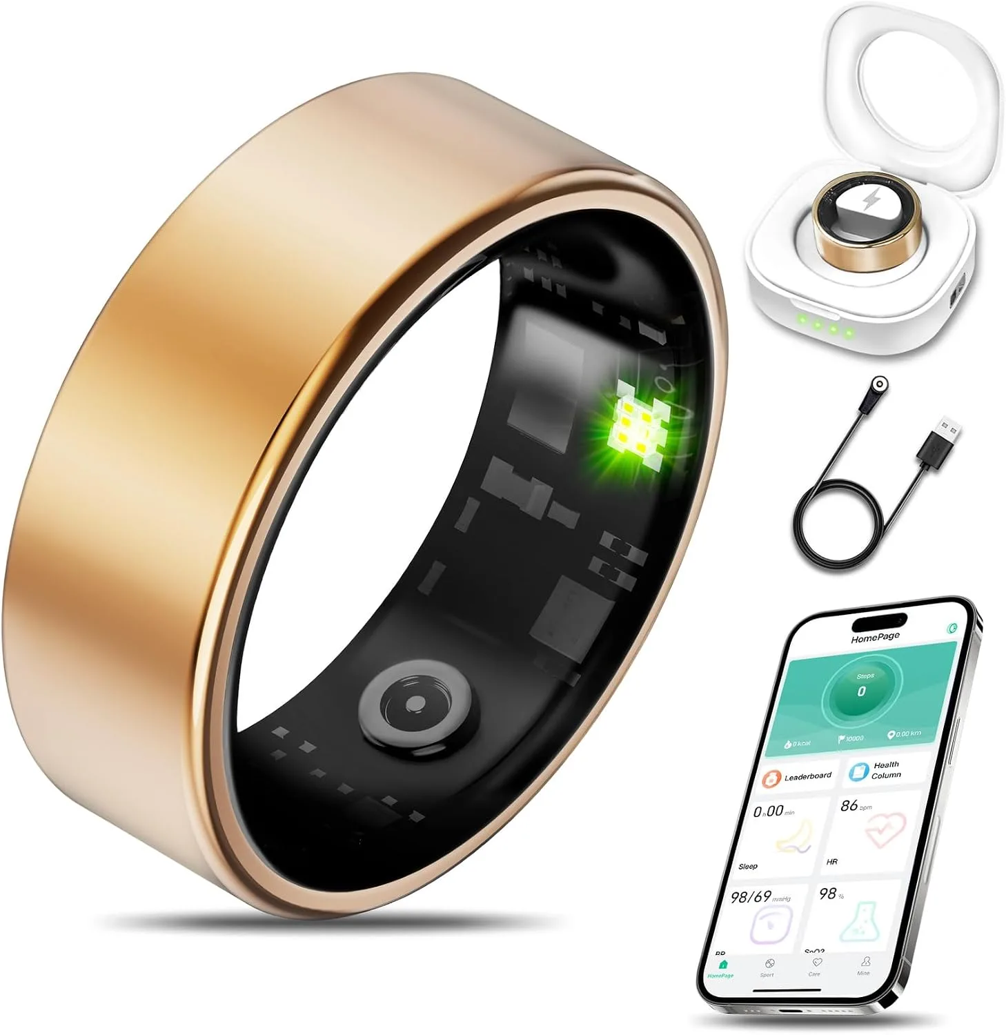 Smart Health Ring Fitness Tracker for Men Women, Rose Gold 7
