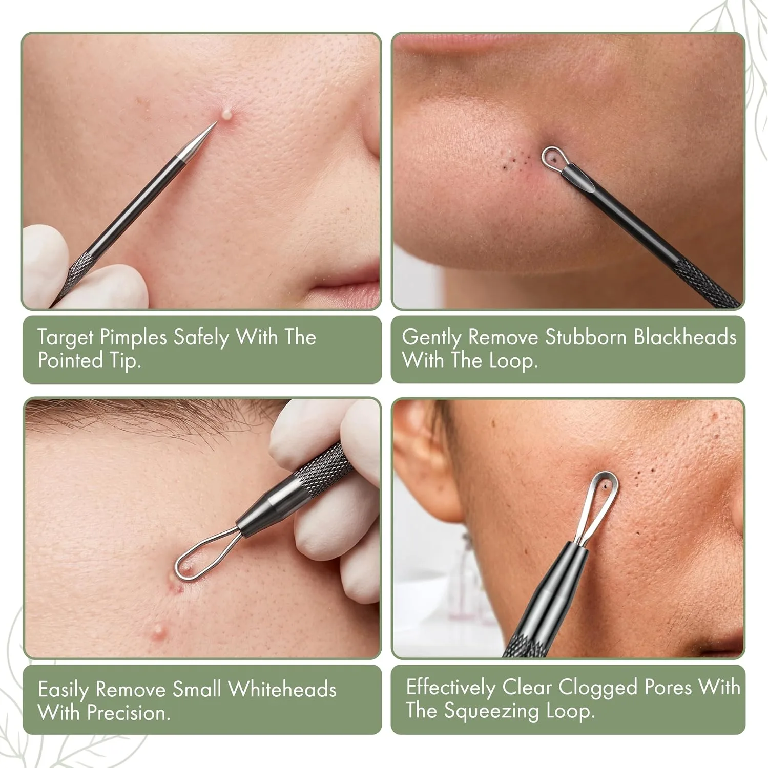 2 Pcs Pimple Popper Tool Blackhead Remover, Comedone Extractor for Acne