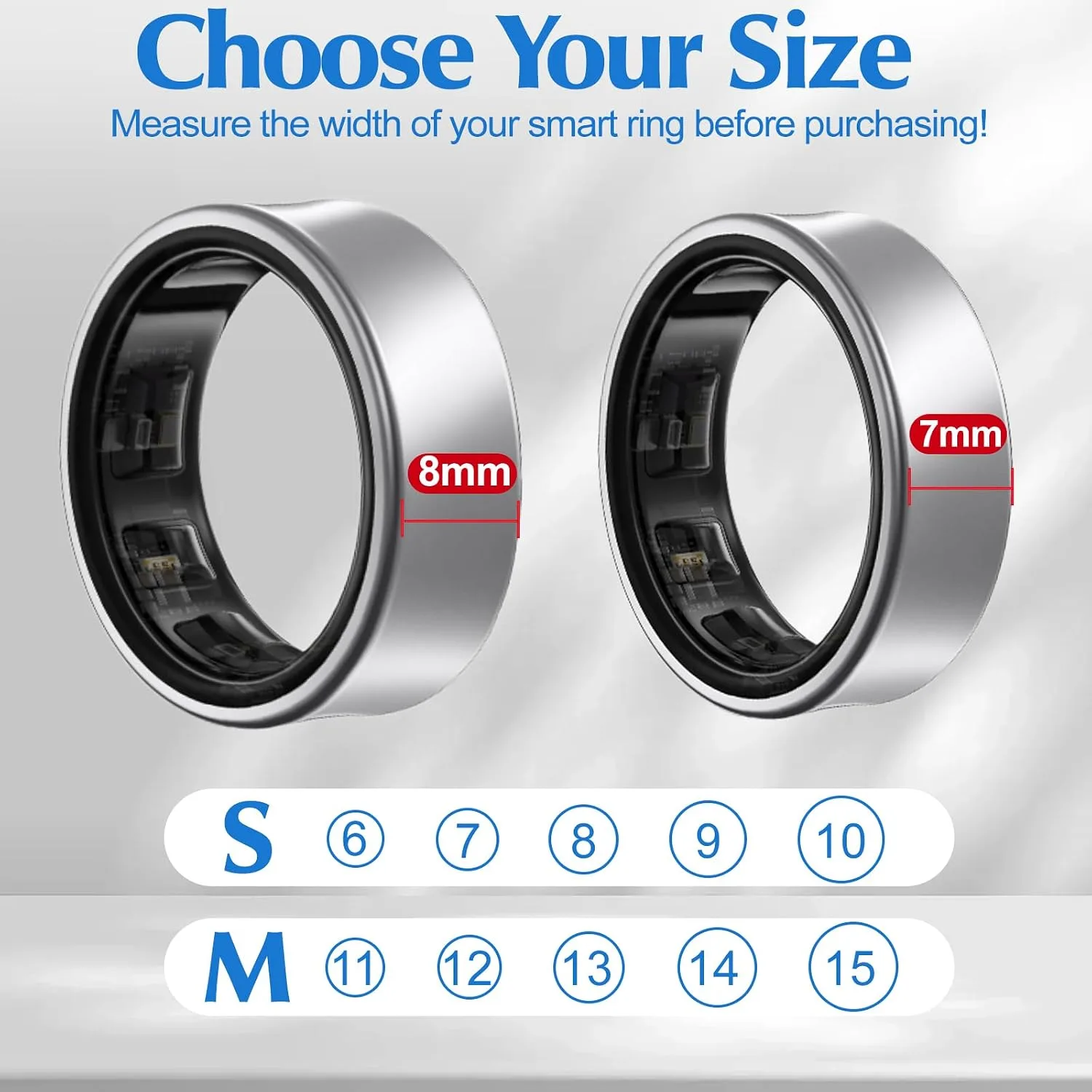 6 Pack Anti-Scratch Silicone Covers Fits 7mm and 8mm Smart Rings, 7MM Protector for RingConn 3/2/2 Air/Samsung Galaxy Ring, 8MM Protector for Oura Gen 4/3/Ultrahuman Ring