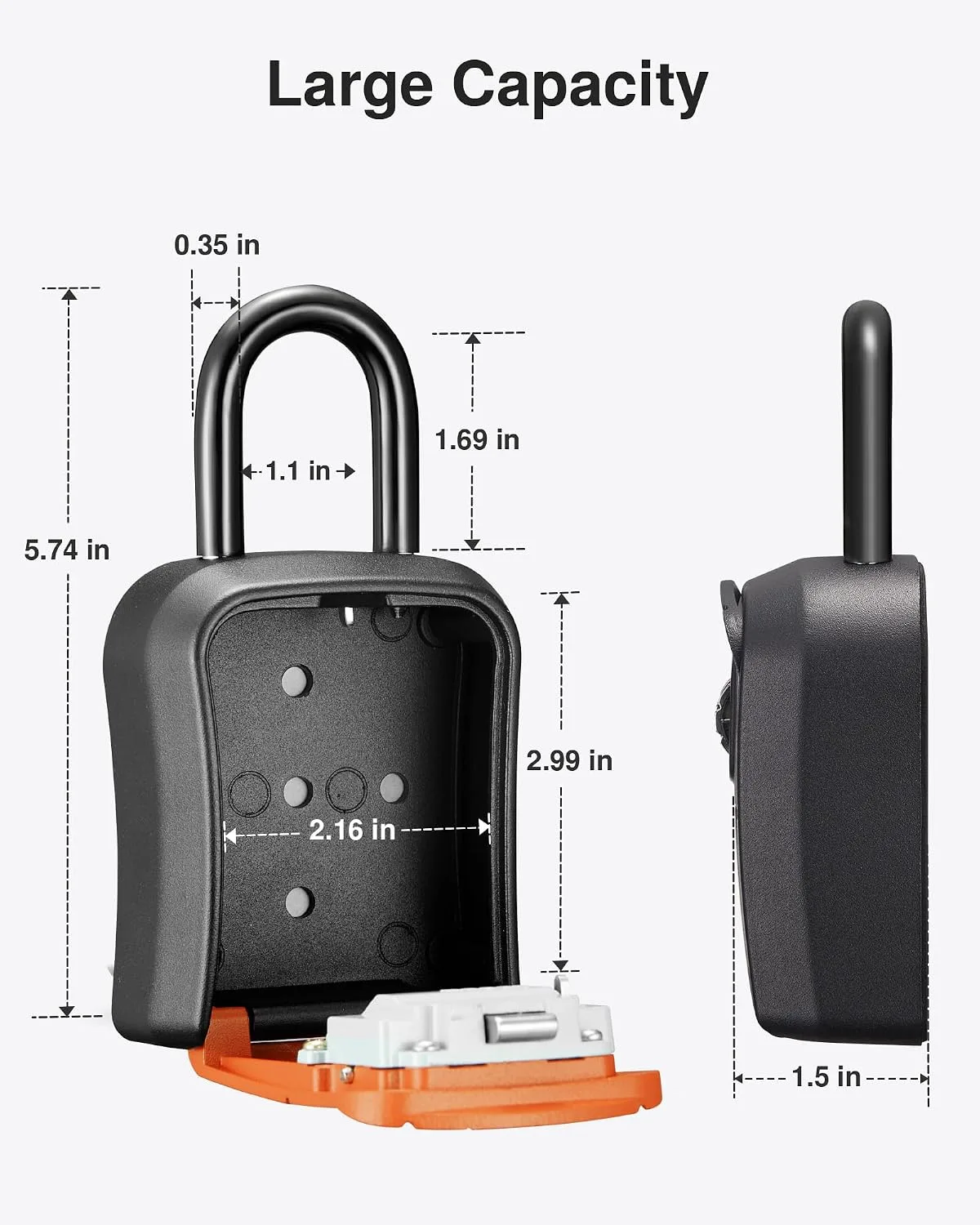 Puroma Key Lock Box Outdoor 4 Digit Code Combination Lockbox House 1 Orange