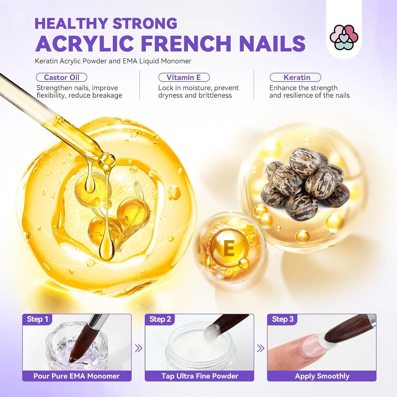 SAVILAND Acrylic Nail Kit, Keratin Acrylic Powder with French Tips