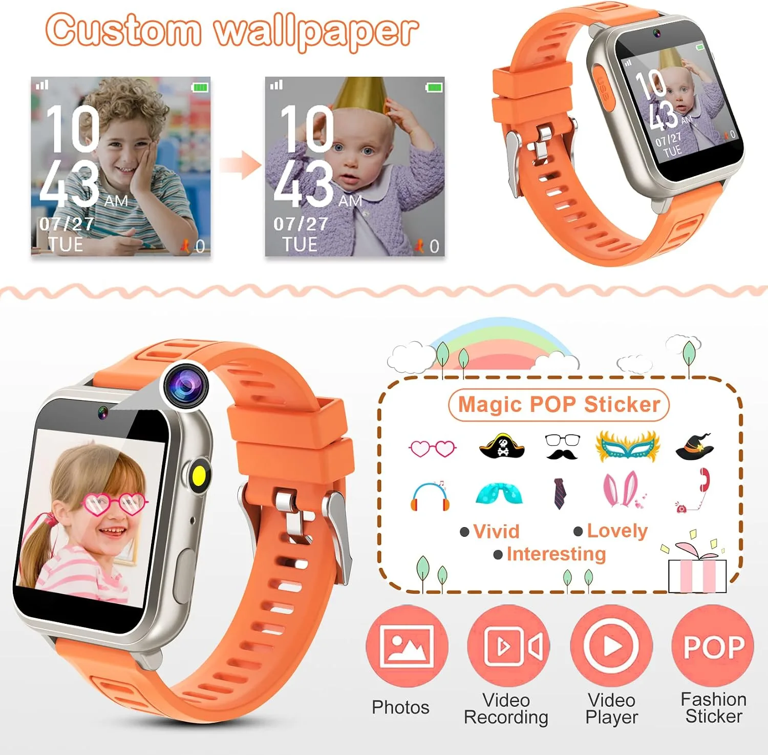 Smart Watch for Kids, Kids Smart Watch with 39 Puzzle Games Camera Video